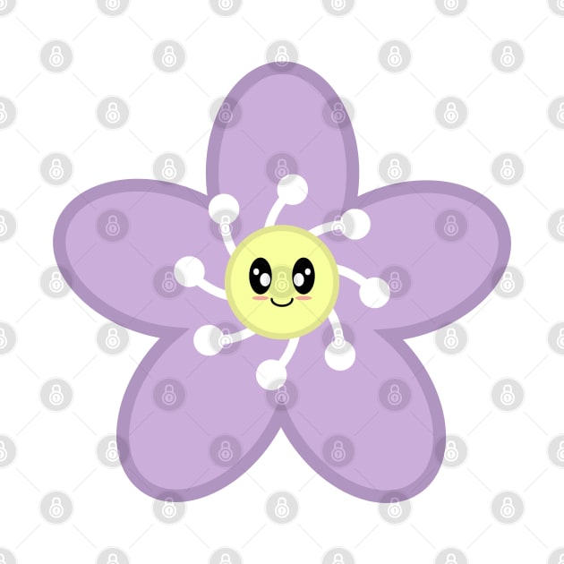 Cute Purple Flower Blossom - White by Kelly Gigi