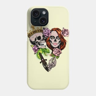 skeleton couple with roses Phone Case