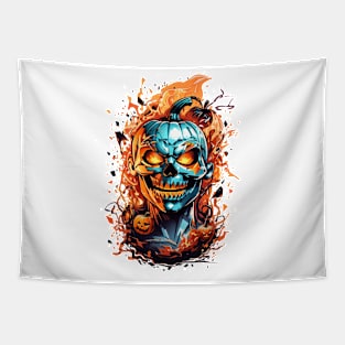 crazy pumpkin with fire Tapestry