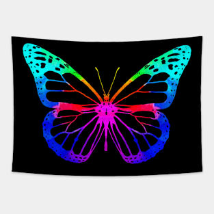 Neon Rainbow Butterfly Tapestry