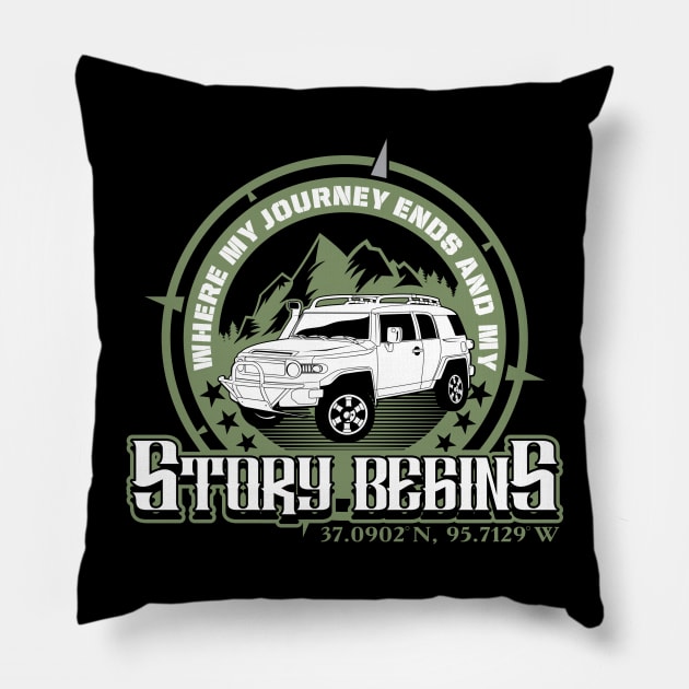 WHERE MY JOURNEY BEGINS Pillow by razrgrfx