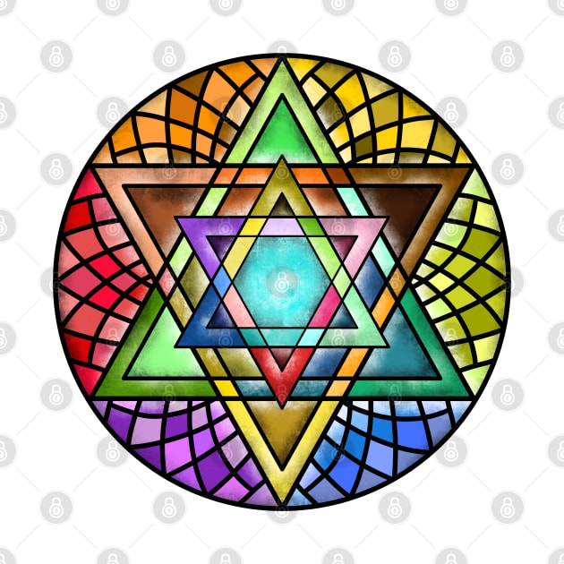 Rainbow Star of David Stained Glass Art by Mey Designs