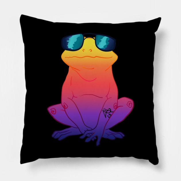 Cool frog with glasses! Pillow by Alex Ironheart