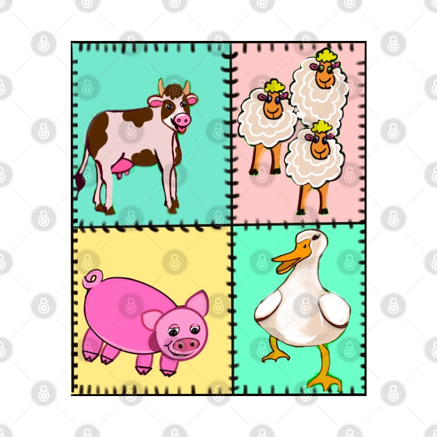 Old Macdonald had a farm patchwork quilt..and on that farm he had a dog, cow, duck, sheep by Artonmytee