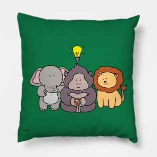 cute animals playing rubik's cube Pillow