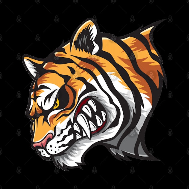 Angry Tiger - Wild Animal Cartoon Art by bigbikersclub