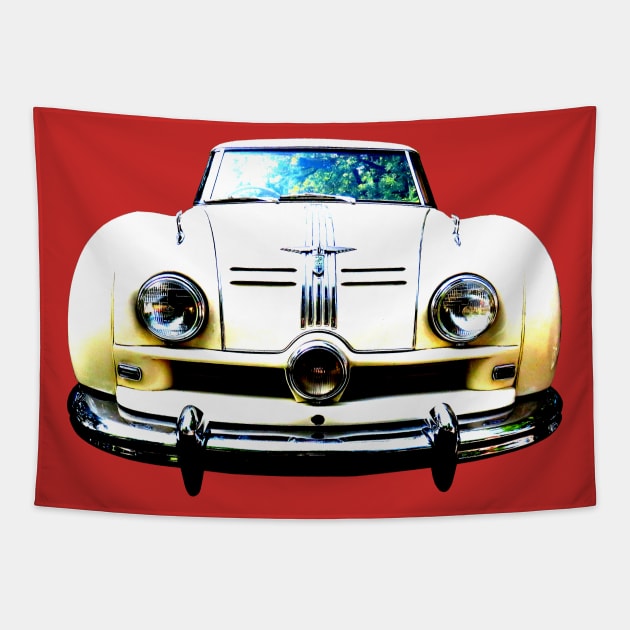 Austin A90 Atlantic 1950s classic car high contrast Tapestry by soitwouldseem