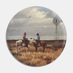 Cowboys on The Prairie Oil on Canvas Pin