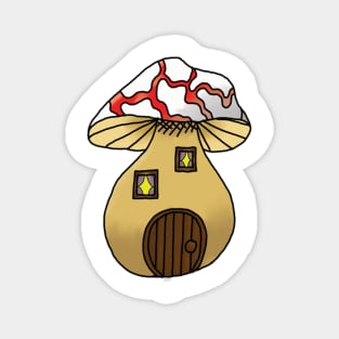 Red Mushroom House Fantasy Print Magnet