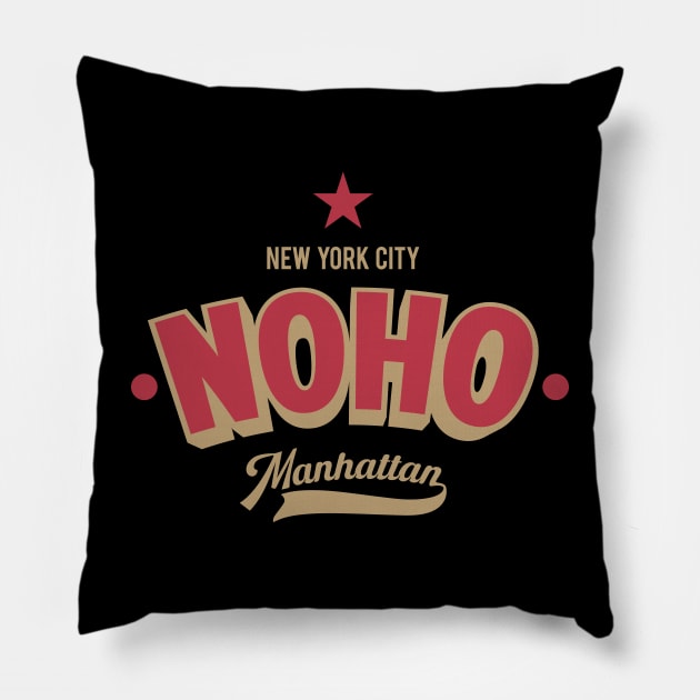 Streetwise Manhattan: Rock Noho's Urban Edge in Style Pillow by Boogosh