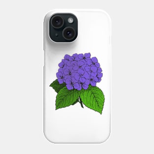 Blue Hydrangea With Leaves Phone Case