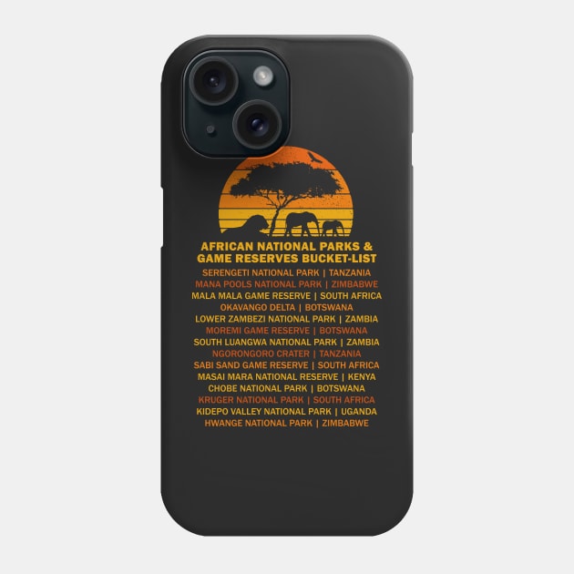 African Safari Bucket List Sunset Lion Elephant Serengeti Phone Case by BraaiNinja