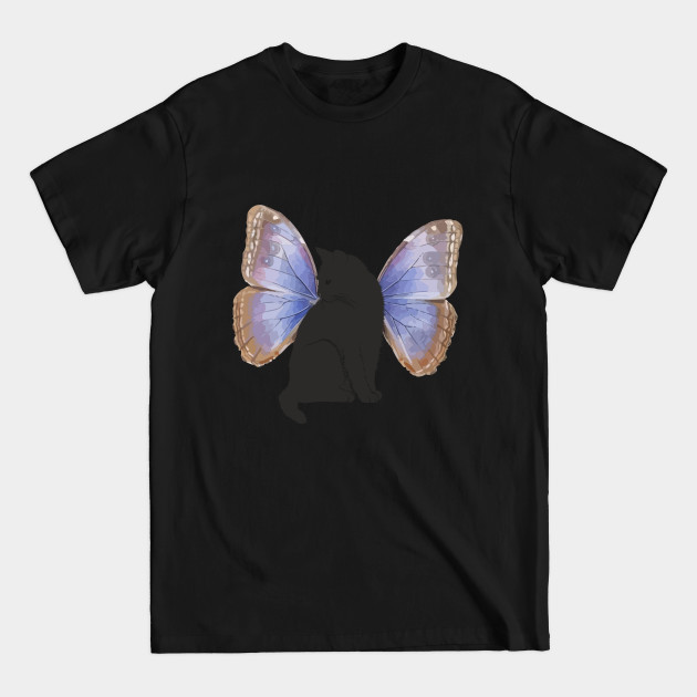 Disover Black Cat With Butterfly Wings - Black Cat - T-Shirt