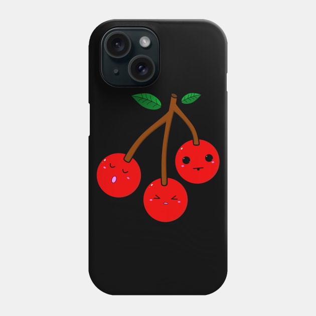 Three cute Kawaii cherries Phone Case by All About Nerds