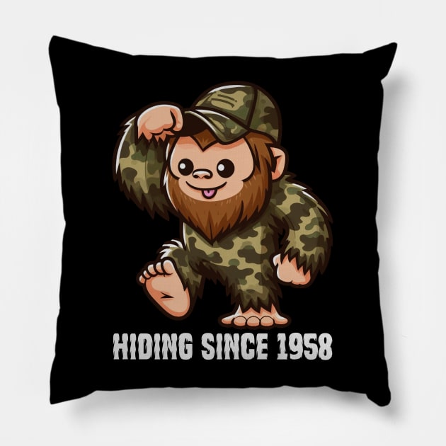 Bigfoot Hiding Since 1958 Pillow by Etopix