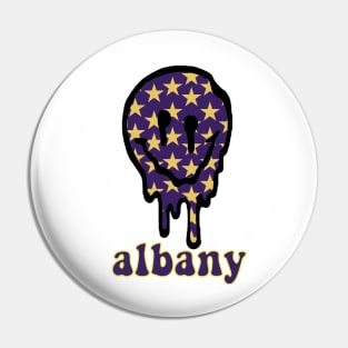 SUNY albany drippy smiley Pin