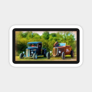 Two Old Hot Rods Magnet