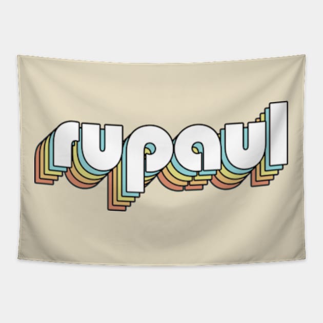 RuPaul - Retro Rainbow Typography Faded Style Tapestry by Paxnotods