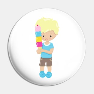 Boy With Ice Cream, Blond Hair, Ice Cream Cone Pin