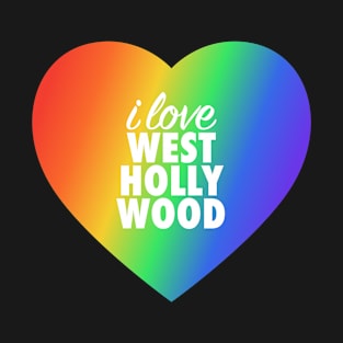 I Love West Hollywood (Stacked) Pride In Rainbow Colors Heart T-Shirt