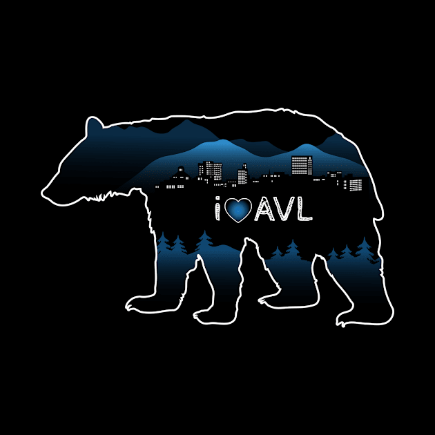 I Love AVL - Black Bear Cityscape - BlackBG 25 by AVL Merch