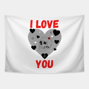 I love you skull, planchette and heart - Gothic Tapestry