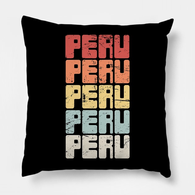 Vintage Peruvian PERU Text Pillow by MeatMan