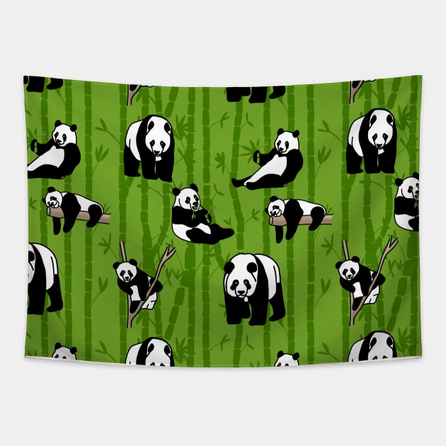 Giant Panda pattern on green Tapestry by Quick Brown Fox Canada 