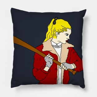 Girl with Baseball Bat Pillow