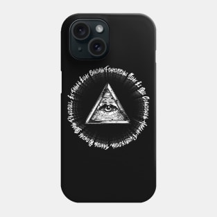 An emblem featuring the Masonic All-Seeing Eye within a triangle + latn text Phone Case