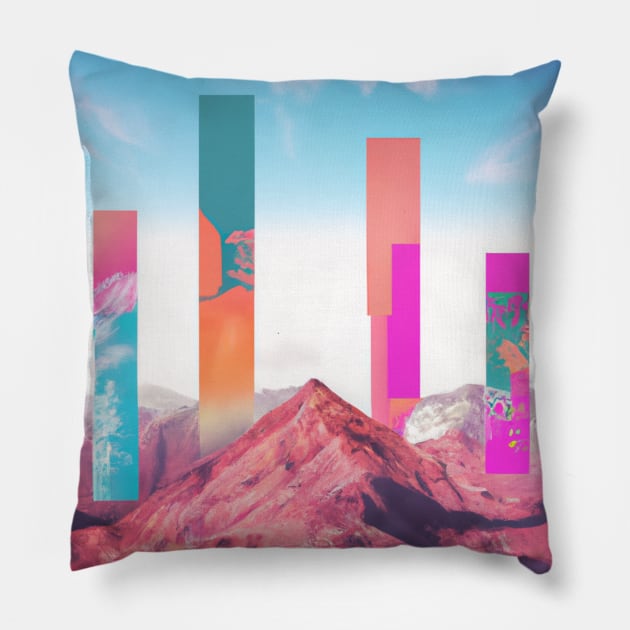 Abstract retro futuristic illustration Pillow by retroprints