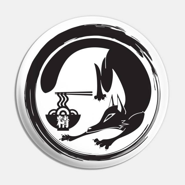 Black Fox Button Pin by Ramen Tayosei