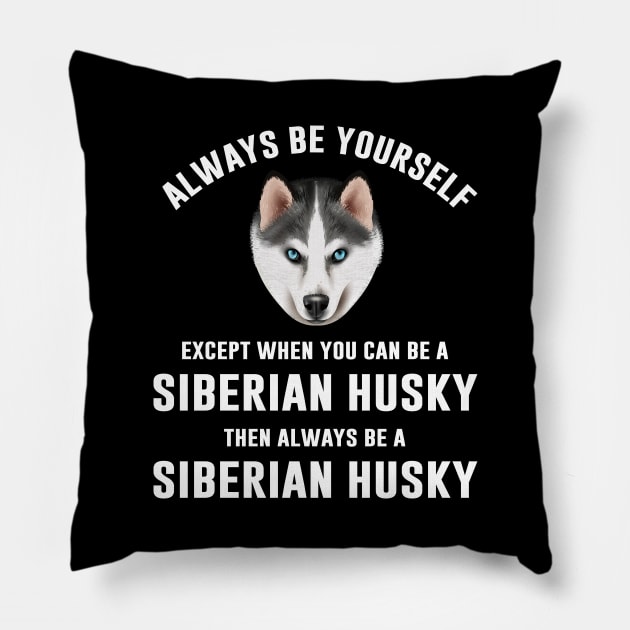 Funny Siberian Husky Dog Pillow by sunima