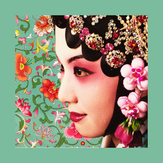 Chinese Opera Star with Vintage Flower Pattern- Hong Kong Retro by CRAFTY BITCH