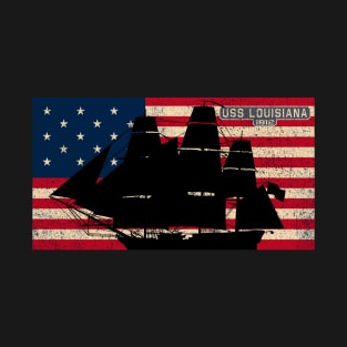 Sloop Sailing Louisiana 1812 War Ship USA Vintage American Flag Gift T-Shirt