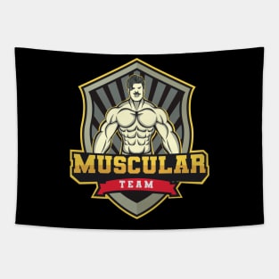 Muscular Man Illustration Design Tapestry