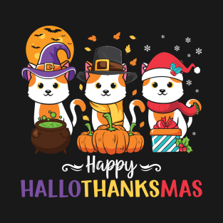 HalloThanksMas Funny Dog Lover Halloween Thanksgiving Christmas Gift T-Shirt