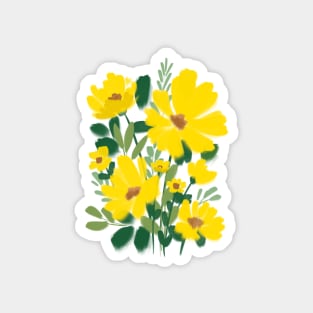Yellow Abstract Wild Flowers Illustration Magnet