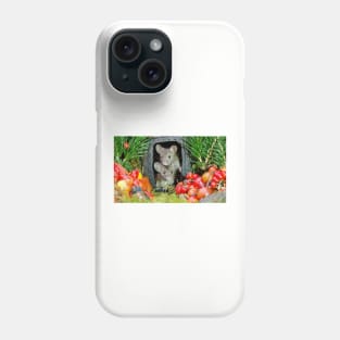 two wild garden house mice in a log home Phone Case
