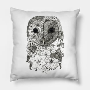 Floral Owl White Background Pillow