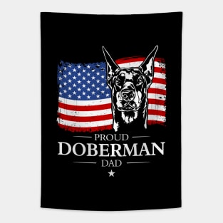 Proud Doberman Dad American Flag patriotic dog Tapestry