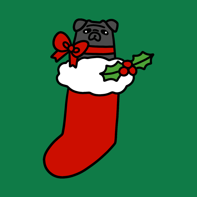 Black Pug Christmas Stocking by saradaboru