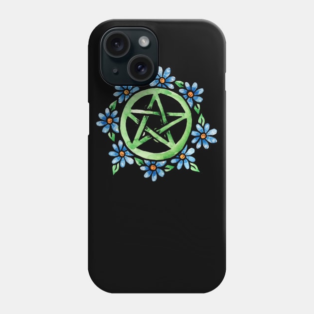 Floral Pentagram Phone Case by bubbsnugg