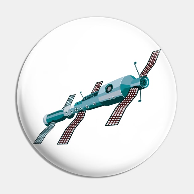 Vintage Soviet  Space Station Retro Pin by retrovectors