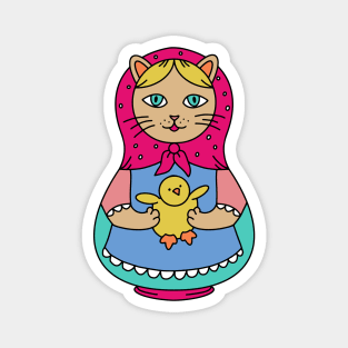 Catryoshka Farmer Cat Matryoshka Magnet