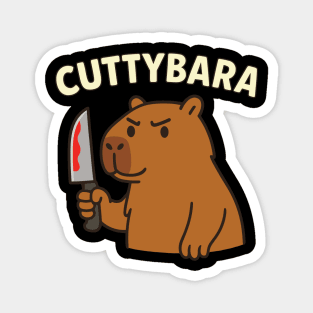 Capybara with Knife Cuttybara Dark Animal Pun Magnet