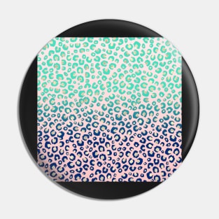 Elegant Gold leopard print Blue Mint Gradient Pink design Pin