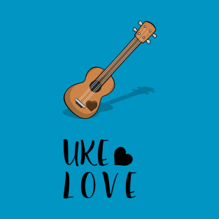 Mahalo and Aloha Hawaiian Acoustic Ukulele Uke Love with Heart T-Shirt