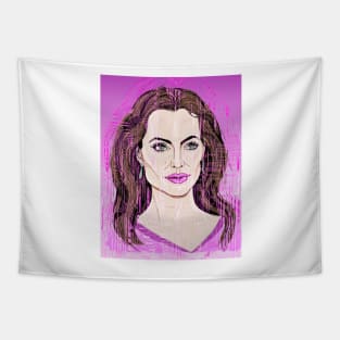 Angelina Jolie, distorted in pink Tapestry