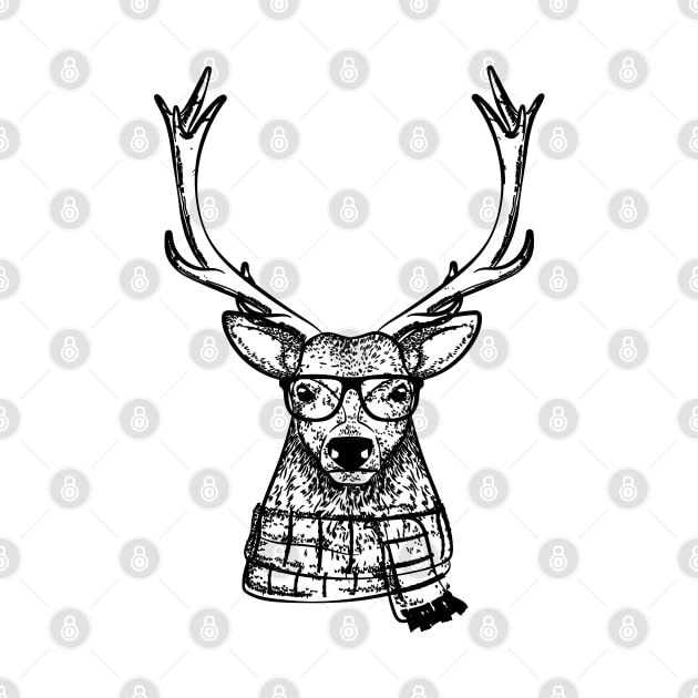 Deer - Deer Wearing Eye Glass by KC Happy Shop